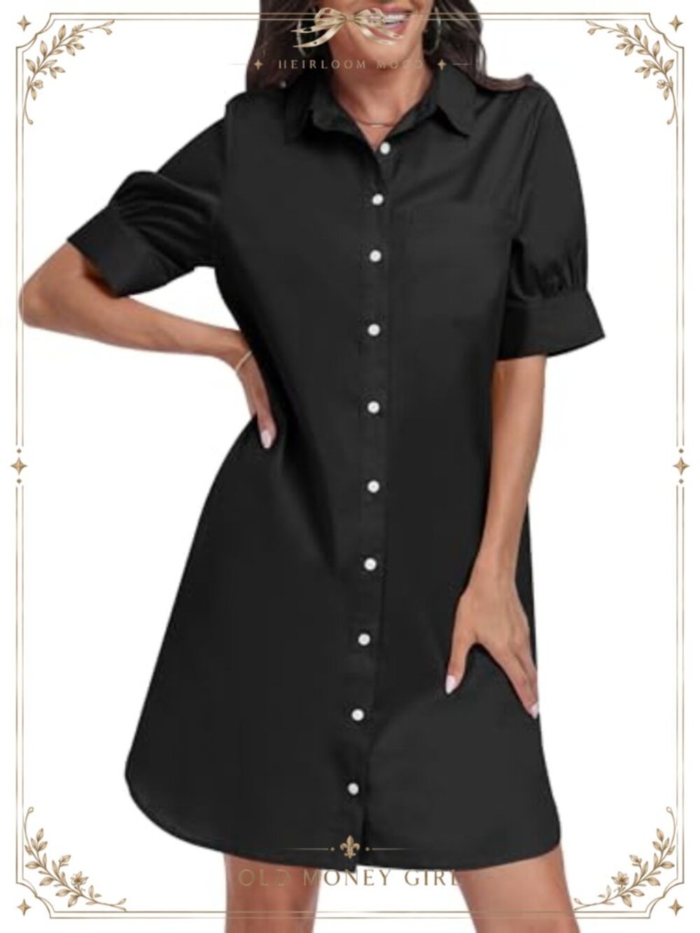 ANRABESS Women's Button Down Shirt Dress Short Sleeve Business Casual with